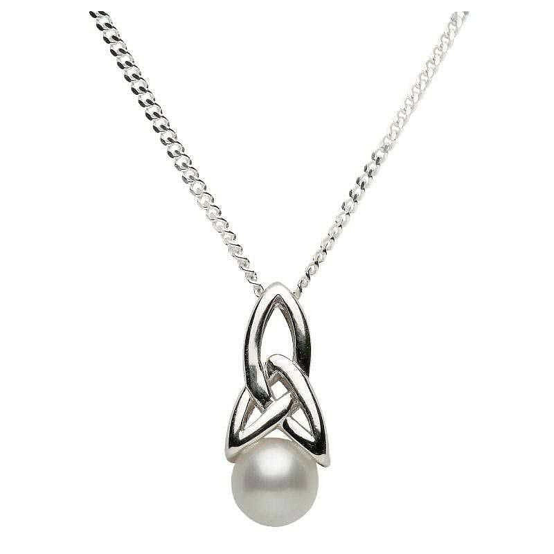 Celtic Silver Pearl Necklace