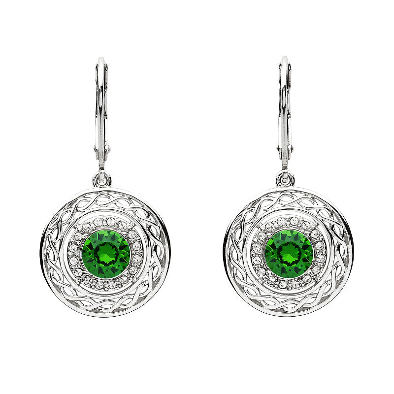 Sterling Silver Celtic Halo Earrings Adorned With Crystals