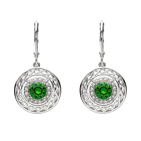 Sterling Silver Celtic Halo Earrings Adorned With Crystals