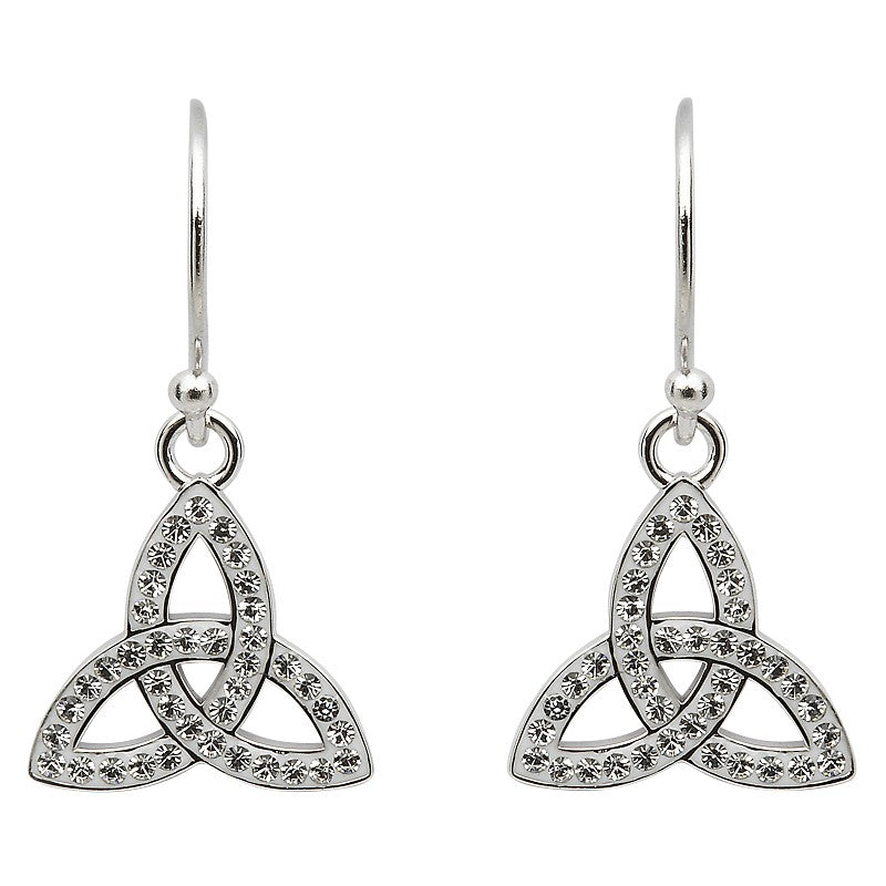 Trinity Earrings Adorned with White Swarovski Crystals