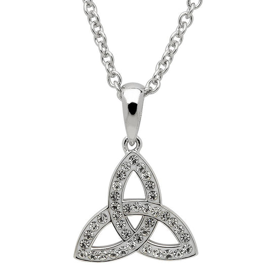 Sterling Silver Trinity Knot Necklace with Crystals
