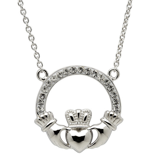 Claddagh Necklace Encrusted With Crystals
