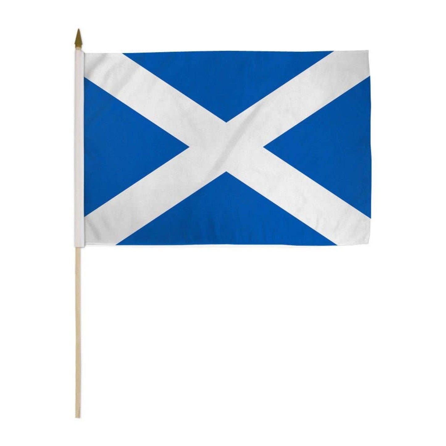 Scottish flag on a wooden stick with a plastic spike.