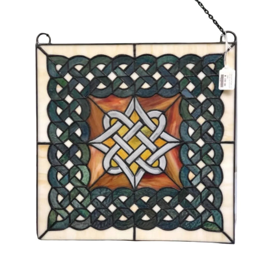 Celtic Diamond Stained Glass Window