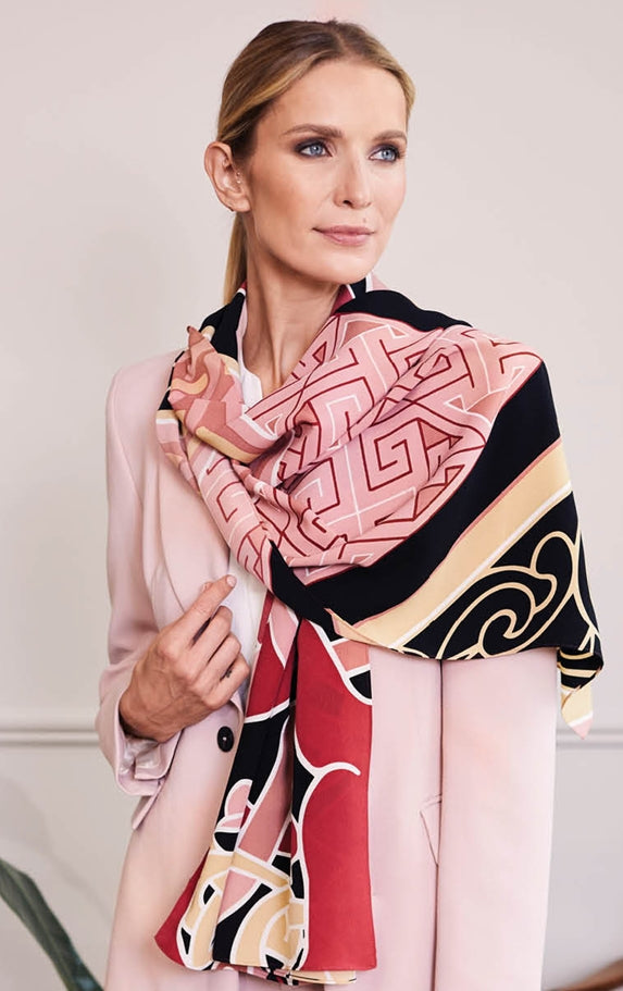 Baby Pink and Beige Book of Kells Celtic Scarf