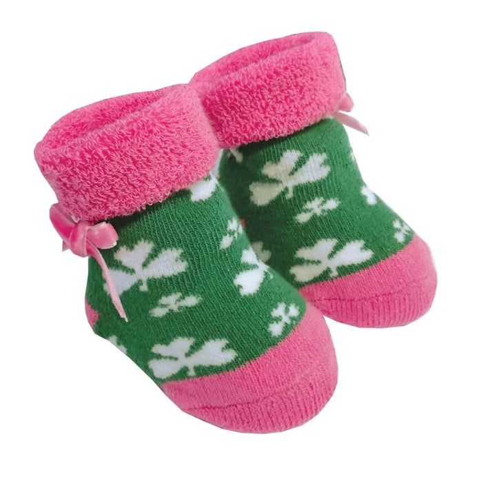 Green and Pink Shamrock Booties