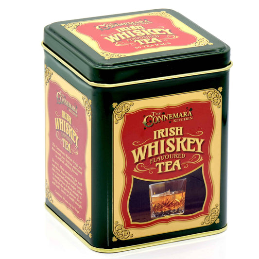 Conmemara Kitchen Irish Whiskey Flavoured Tea tin on a white background