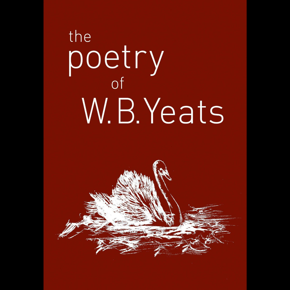 Book cover of 'The Poetry of W.B. Yeats' with a swan illustration on a red background