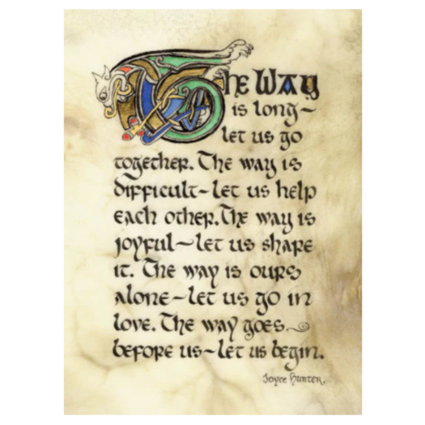 Decorative text on a textured background with a quote by Joyce Hunton.