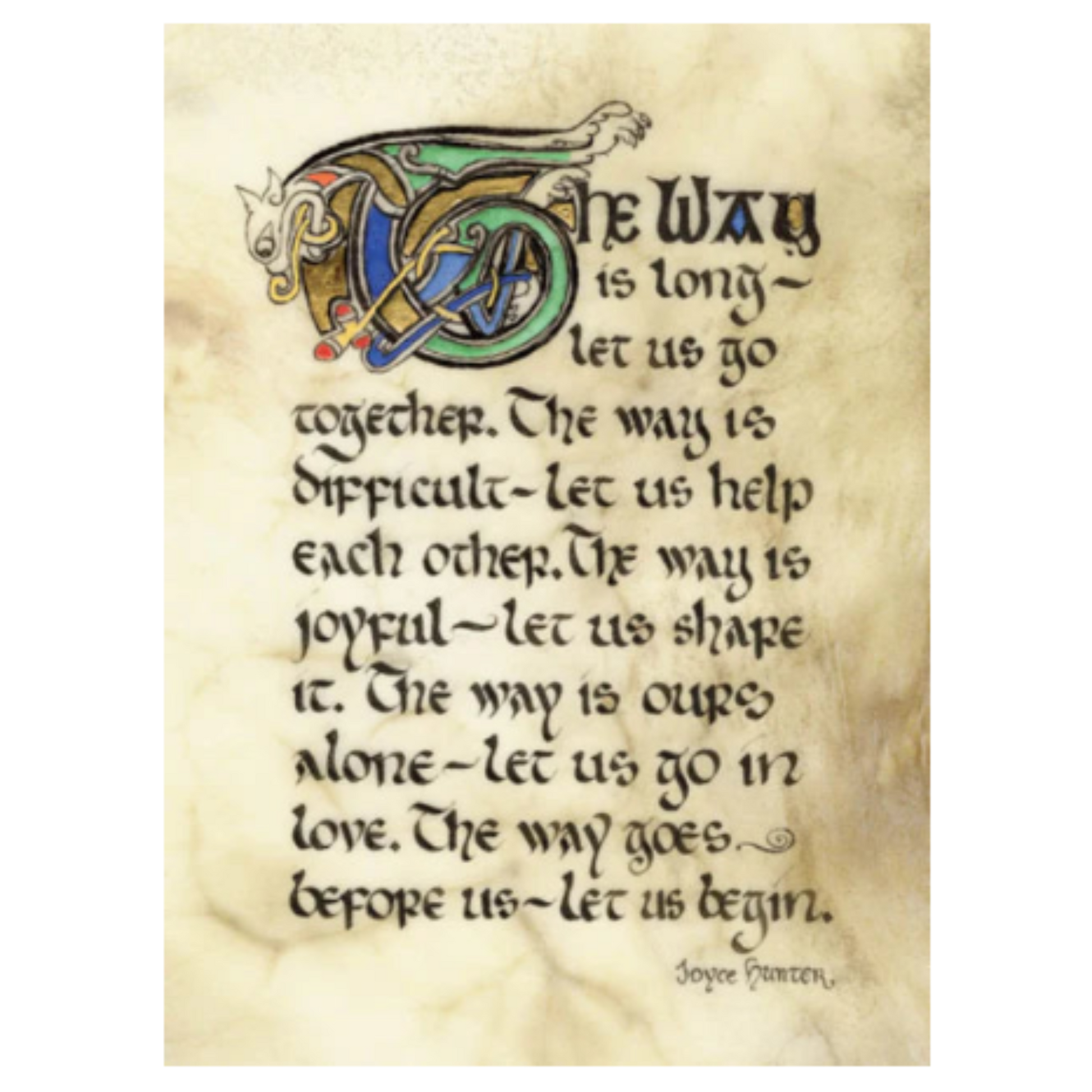 Decorative text on a textured background with a quote by Joyce Hunton.
