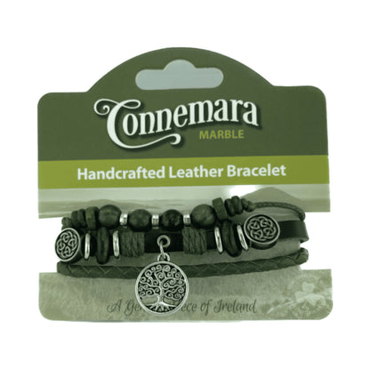 Connemara Marble Leather Charm Bracelet