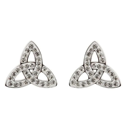 Trinity Knot Stud Earrings Adorned With Crystals