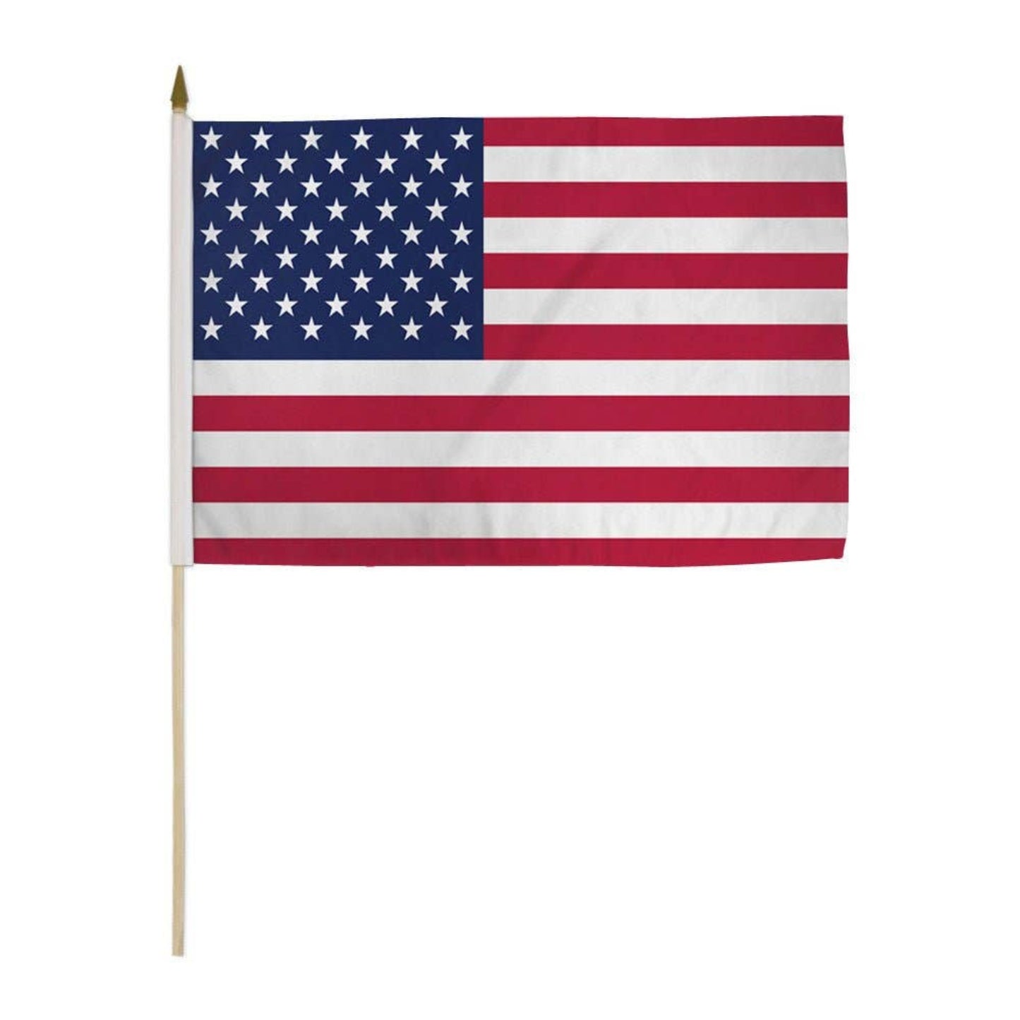 American flag on a wooden stick with a plastic spike.