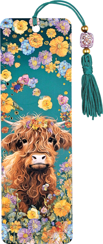 Highland Cow Beaded Bookmark