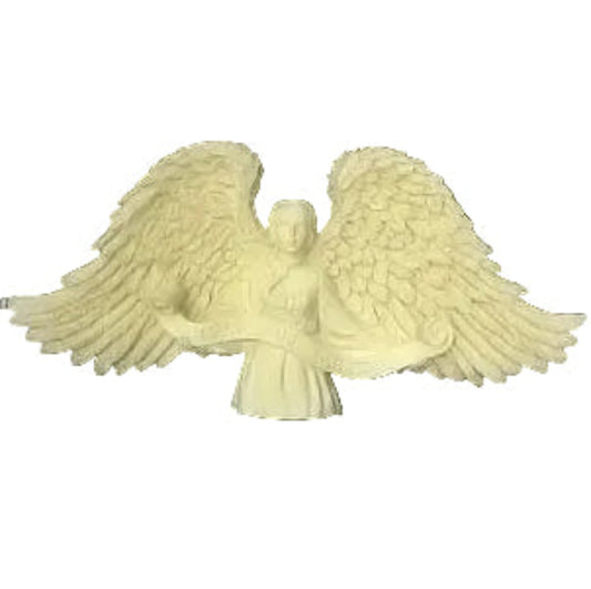 White angel figurine with outstretched wings on a dark background