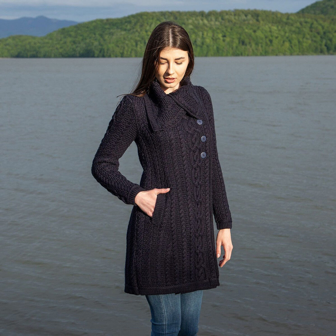 Ladies Buttons Collar Coat