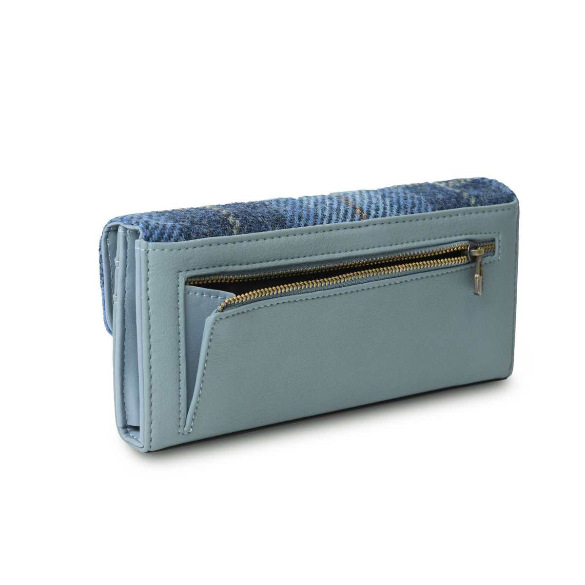 back view of large clasp purse