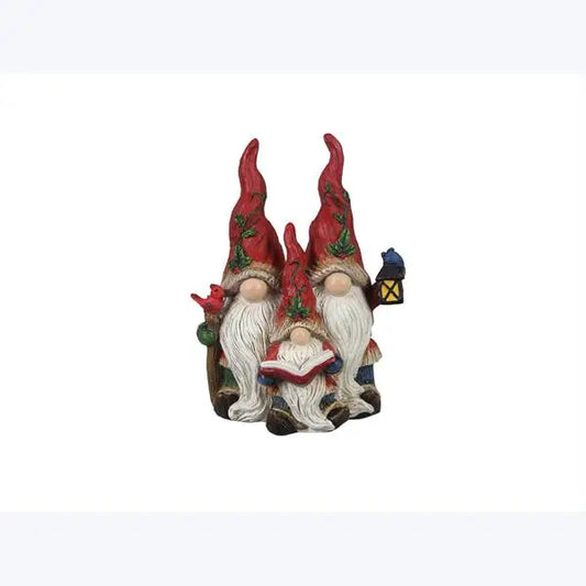 Resin Gnomes Santa Caroling Trio