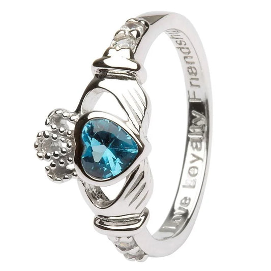 December Claddagh Birthstone Ring