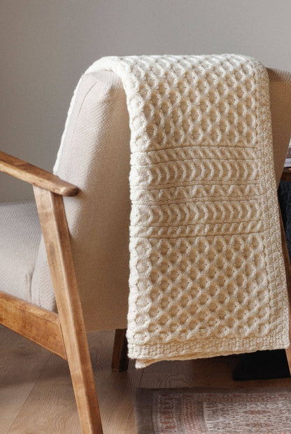 Bertra Aran Classic Wool Blanket - Cream