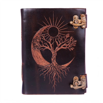 Sun/Moon/Tree of Life Leather Embossed Journal