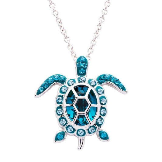December Turtle Birthstone Necklace with Swarovski Crystals