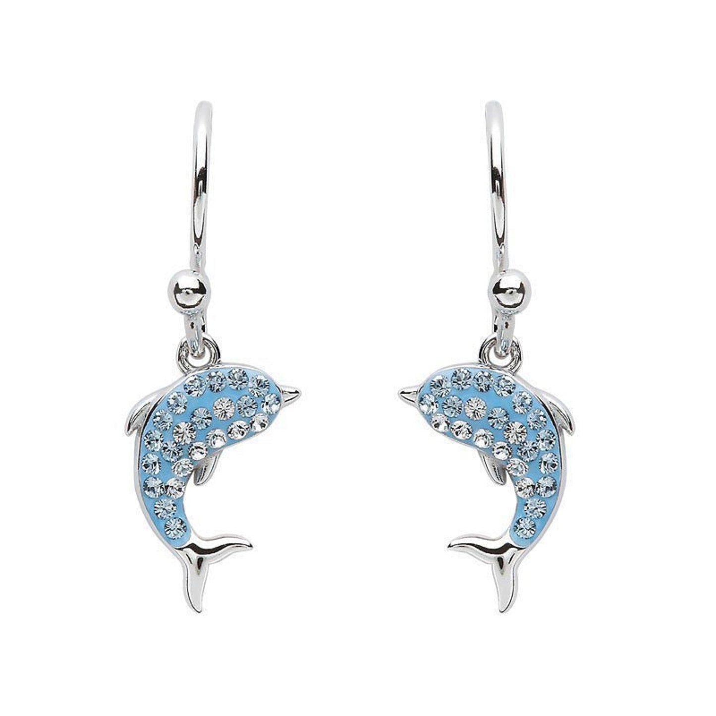 blue crystal dolphin earrings