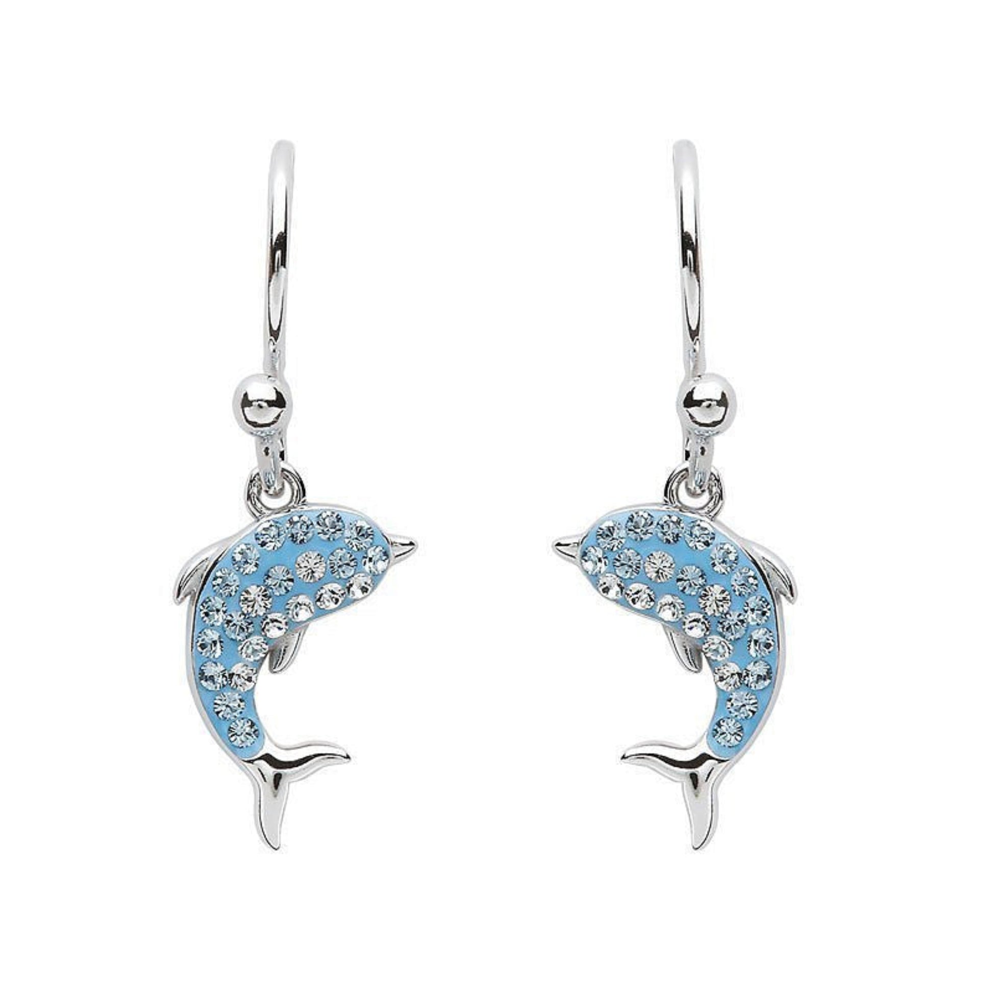 blue crystal dolphin earrings