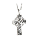 Silver Double Side Oxidised Cross On Steel Chai