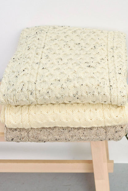 Bertra Aran Classic Wool Blanket - Cream