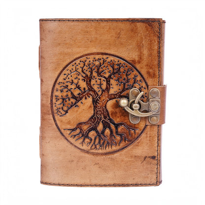 Tree of Life in Circle Leather Embossed Journal