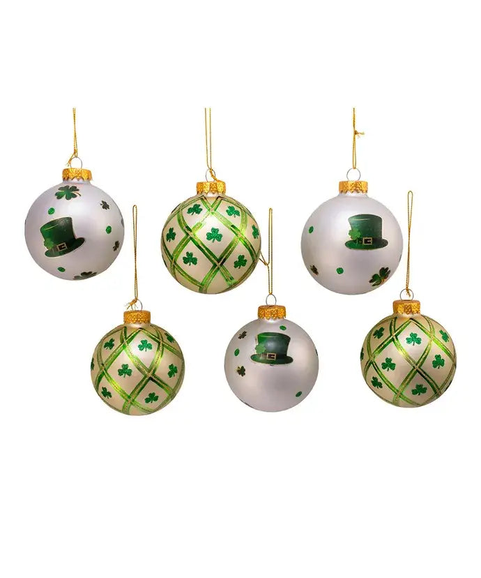 80MM SILVER/LT GREEN ST PATRICK BALLS 6P