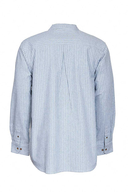 Grandfather Shirt Vintage Ivory Pin Stripe on Grey