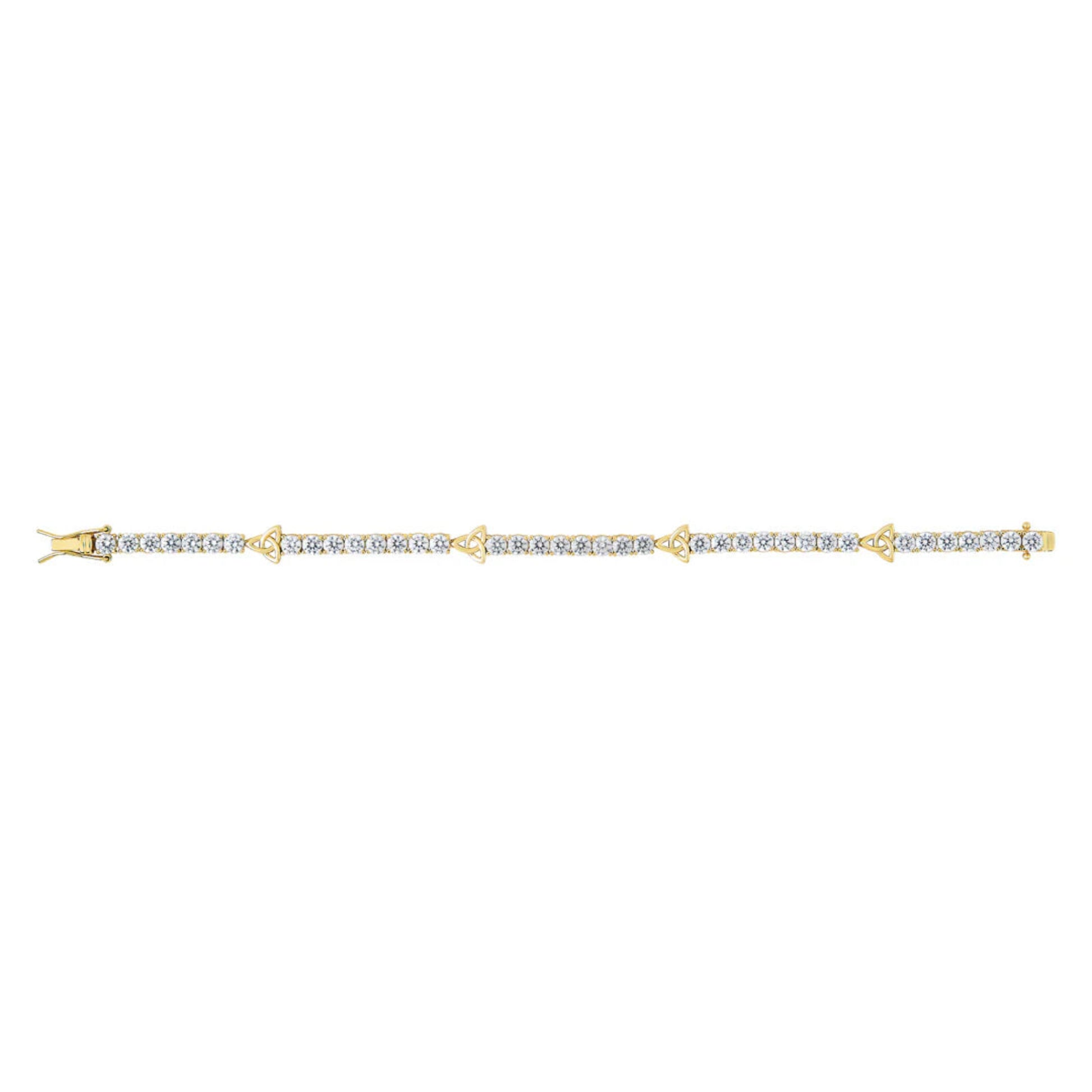 Gold bracelet with diamond accents on a white background