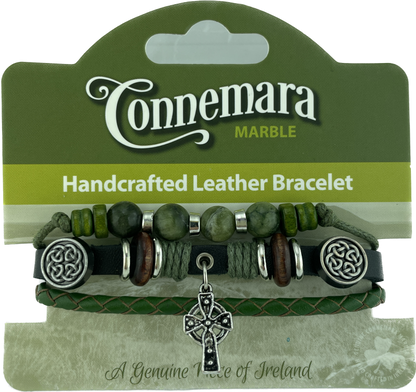Connemara Charm Leather & Marble Hippy Bracelet
