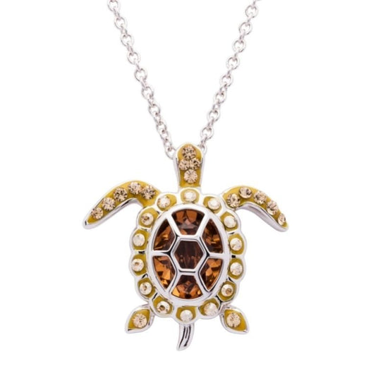 November Turtle Birthstone Pendant with Swarovski Crystals