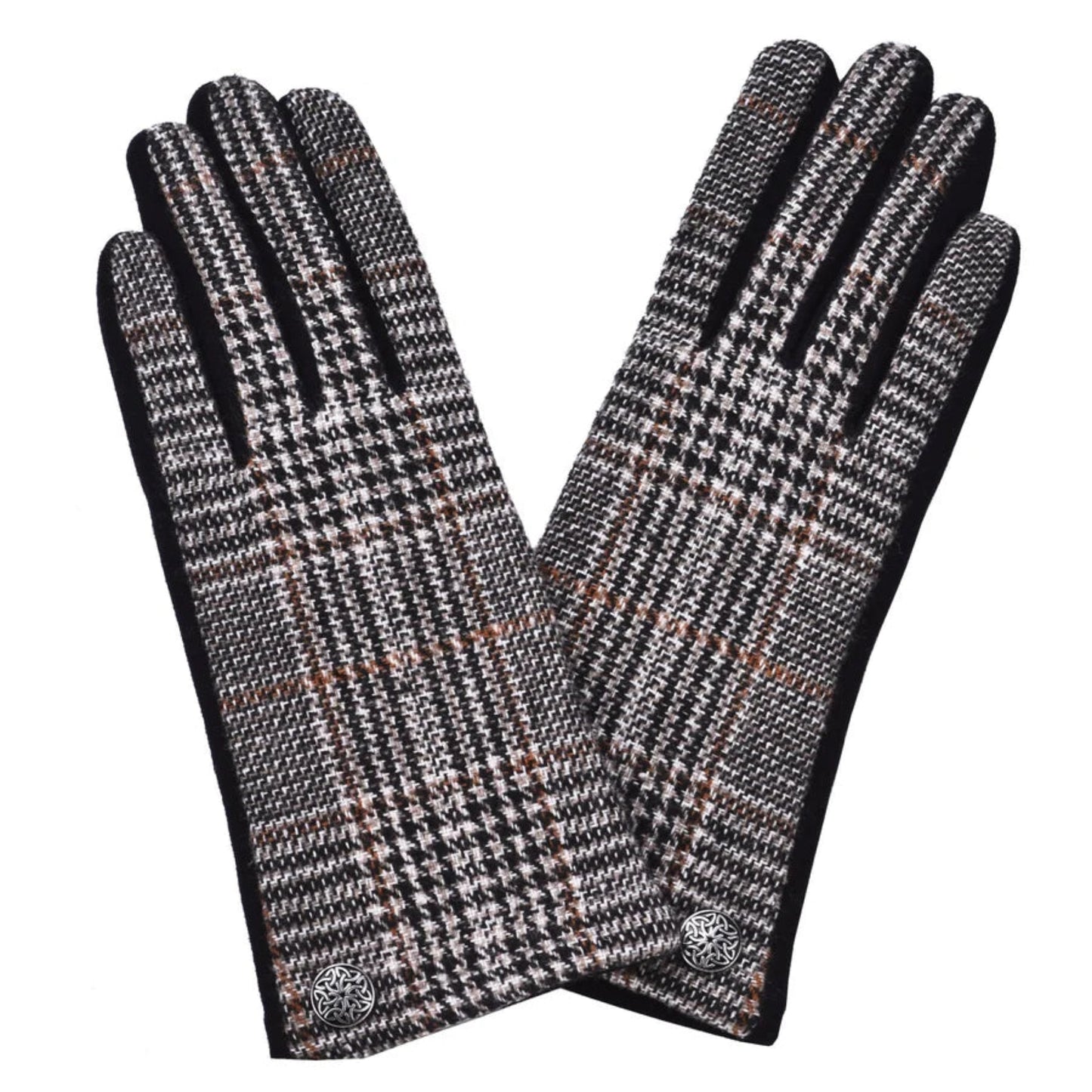 Pair of plaid gloves on a white background