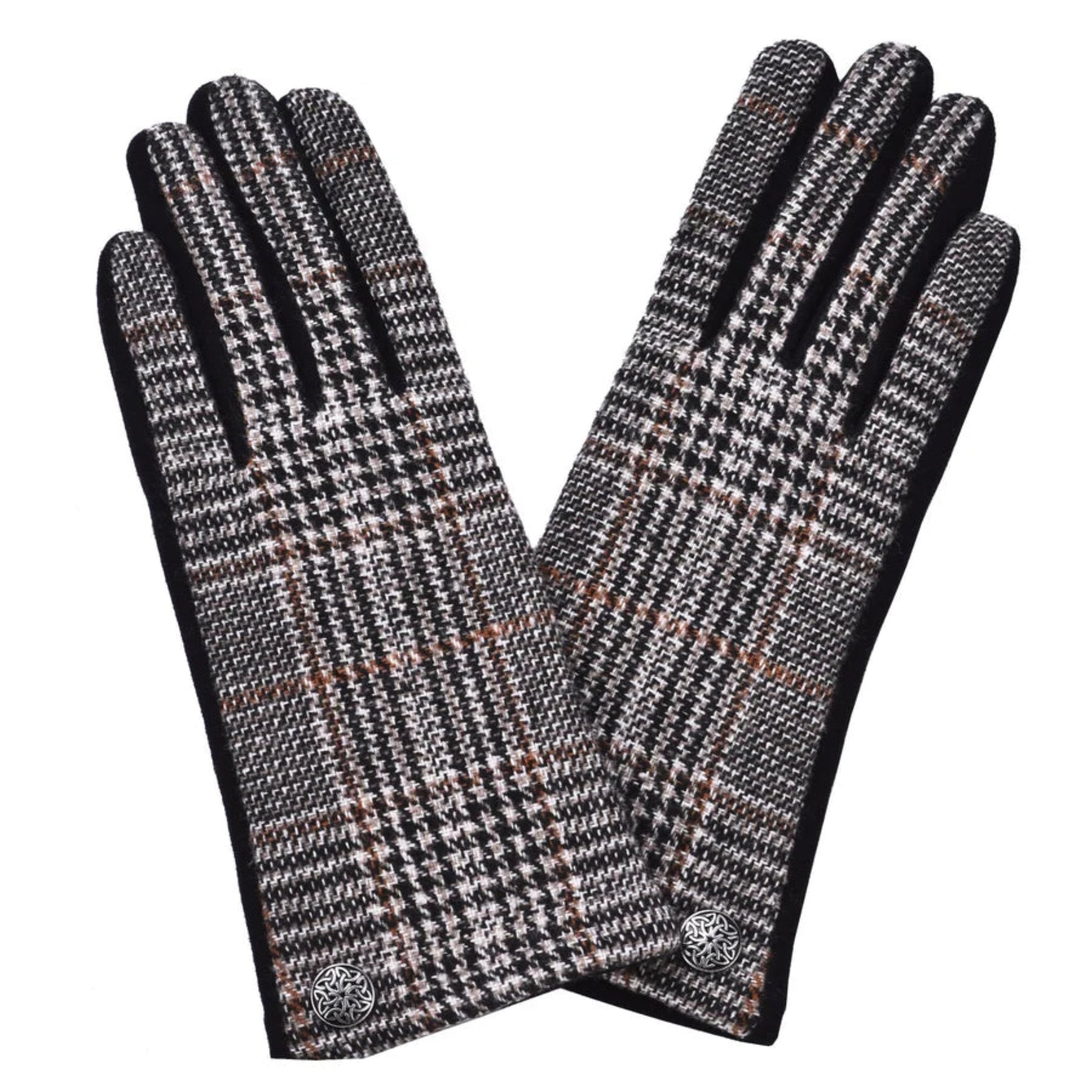 Pair of plaid gloves on a white background