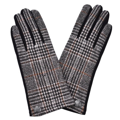 Pair of plaid gloves on a white background