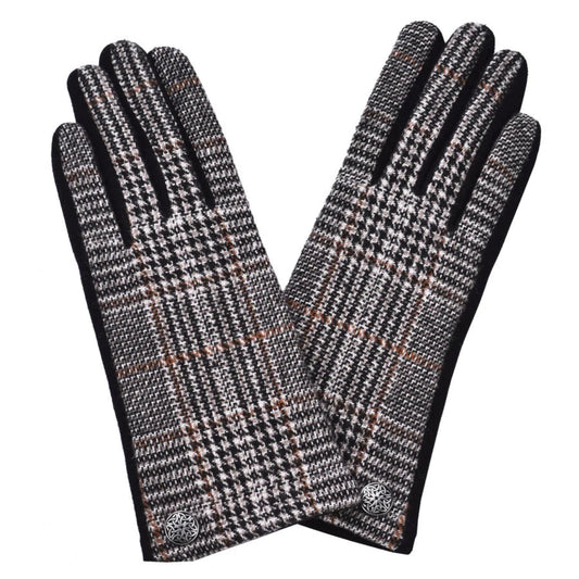 Pair of plaid gloves on a white background