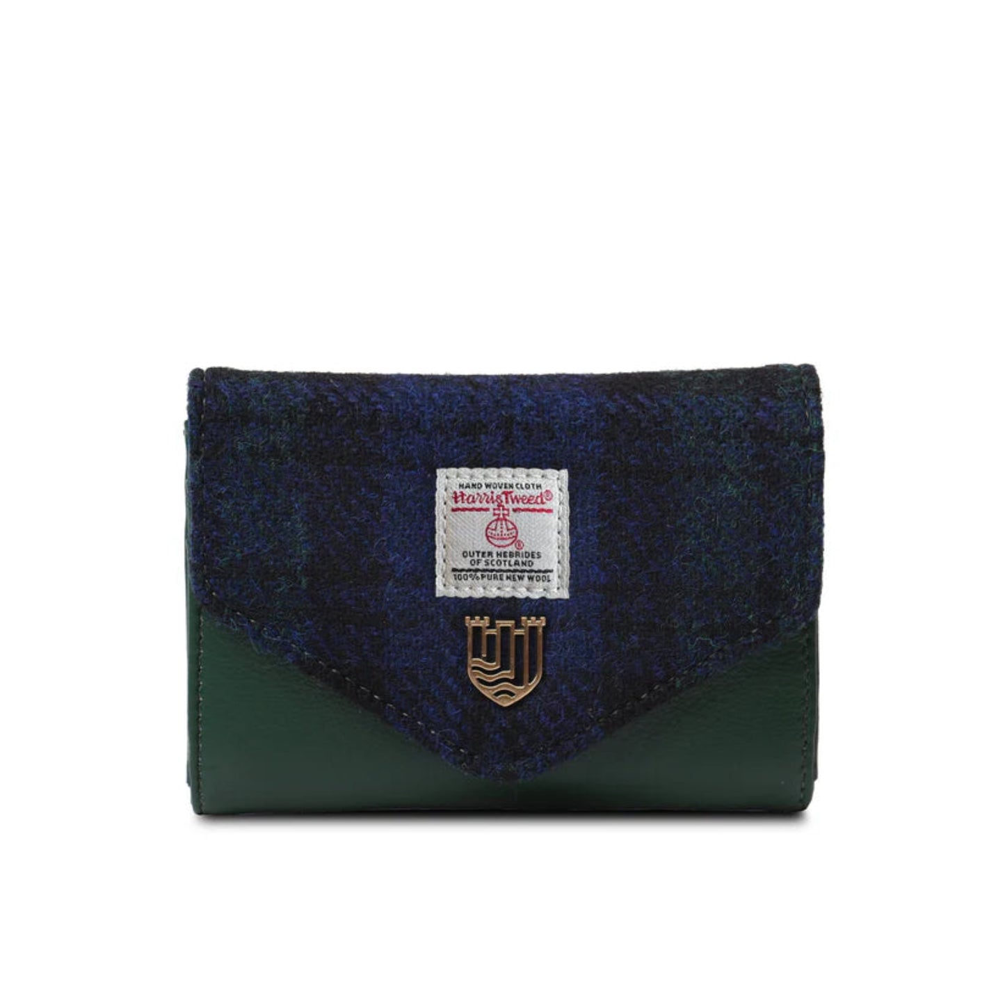 Harris Tweed wallet with a visible brand label on a white background