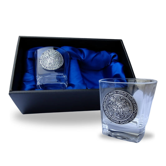 Mullingar Pewter Crystal Whiskey Glass Set